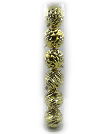 Набір новорічних кульок "JO" /6472-69G/GL/ тубус "GOLD" 8см,/6шт.,PVC