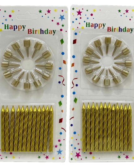 Свічка для торту /8493-1/ 12 шт. з підставками 5,5 см золоті (1/24)