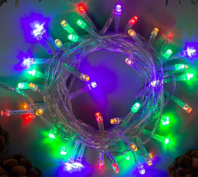 Електрогірлянда світлодіодна 20 LED 3м 3 реж., кольорове світло,уп.PVC (3 батар.) Китай (6383-3)