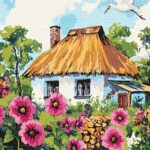 Картина за номерами Мальви біля хати 30x40 см Ідейка KHO6407