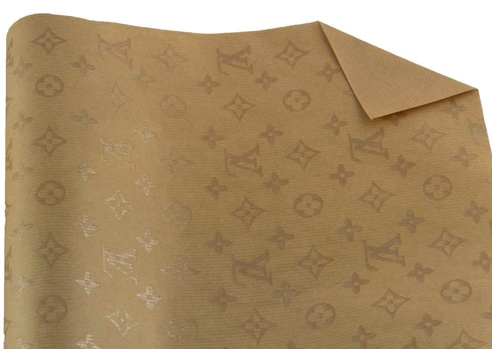 Папір пакувальний крафт двосторонній "Unison" /Пт 830.10/ "LOUIS VUITTON" золото на крафтіі, 0,7*7м , 1арк. Unison (Пт 830.10)
