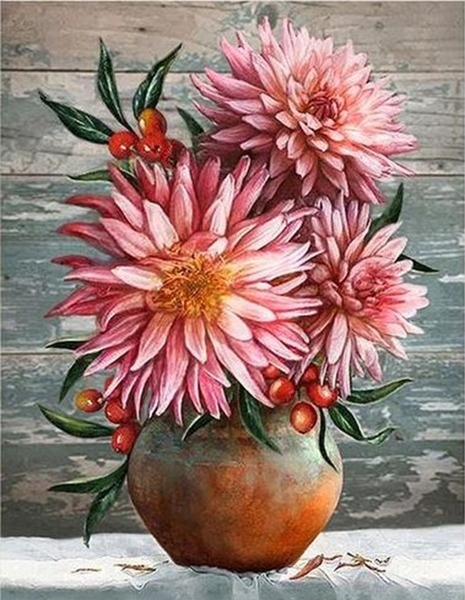 Алмазна мозаїка “Жоржини” 40х50 см Go to art (178315)