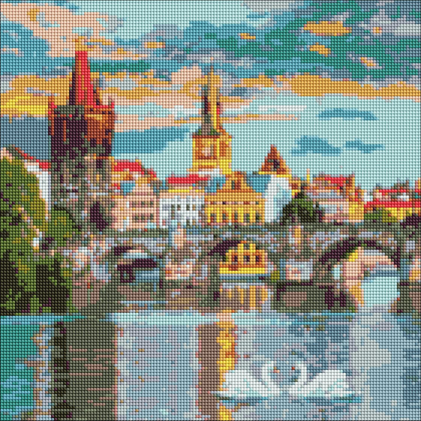Алмазна мозаїка "Вечірня Прага" 40х40 см Ідейка (AMO7217)