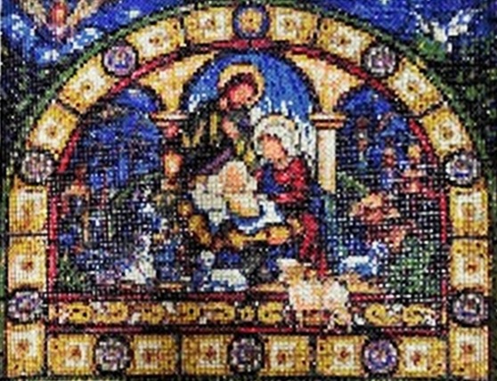 Алмазна мозаїка “Вітраж «Різдво»” 30х40 см на підрамнику Go to art (178650)