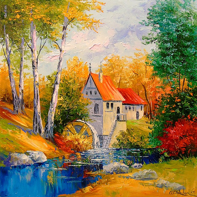 Алмазна мозаїка “Млин у лісі” 30х30 см Go to art (177145)