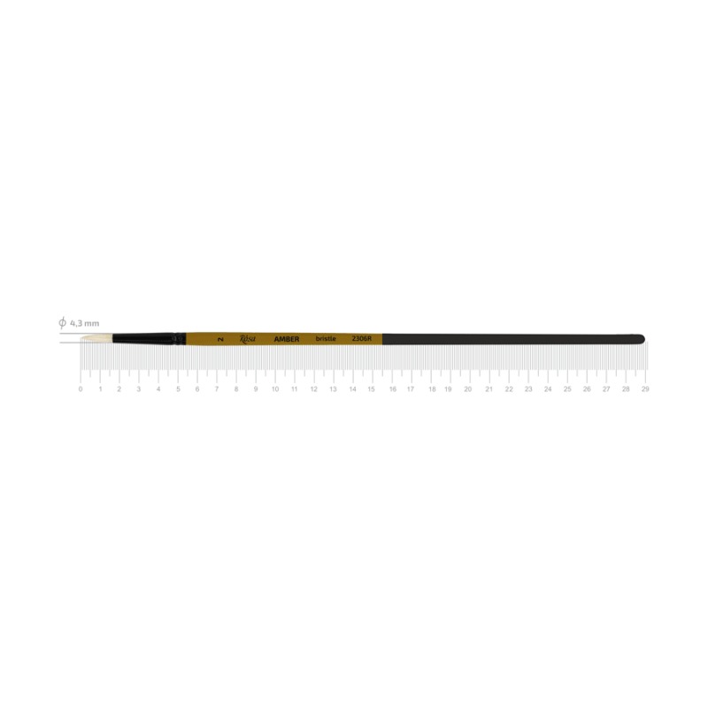 Пензлик щетина кругла "ROSA" AMBER 2306R, №2, д.р. (1/12)