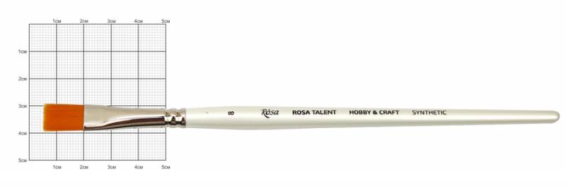 Пензлик синтетика плоска для декору "ROSA TALENT" HOBBY & CRAFT, 8, к.р. (1/12)