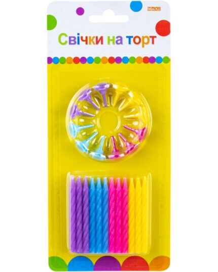 Набір свічок для торту "Maxi" /MX620024.C04/ 24 шт. + 12 підставок (1/24)