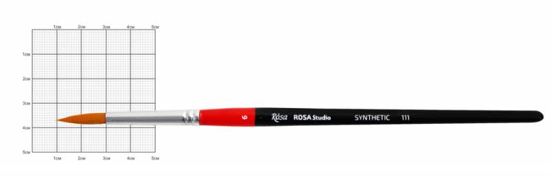 Пензлик синтетика кругла "ROSA Studio" /111/ №6, к.р. (1/12)