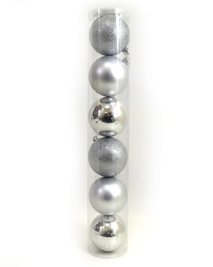Набір новорічних кульок "JO"  /DSCN0922-8-6-S/ "SILVER" 8см,/6шт.