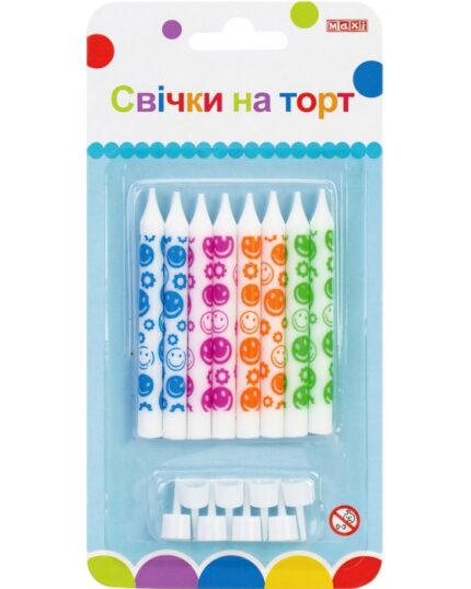 Набір свічки на торт "Maxi" /MX627045.F02/  8шт, 8см (1/24)