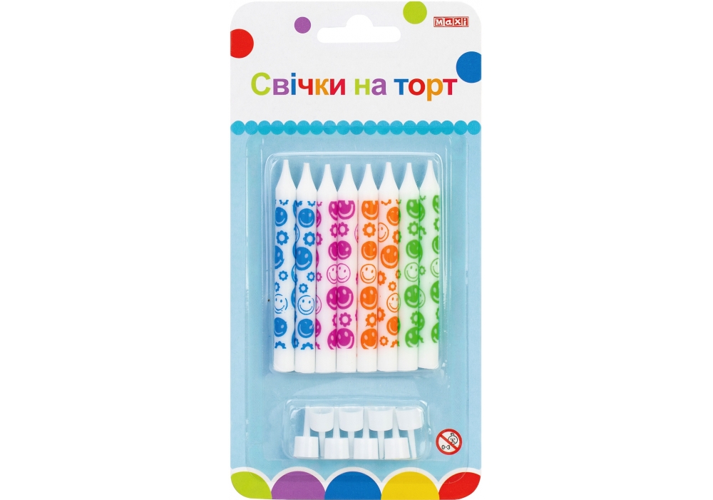 Набір свічки на торт "Maxi" /MX627045.F02/  8шт, 8см (1/24)