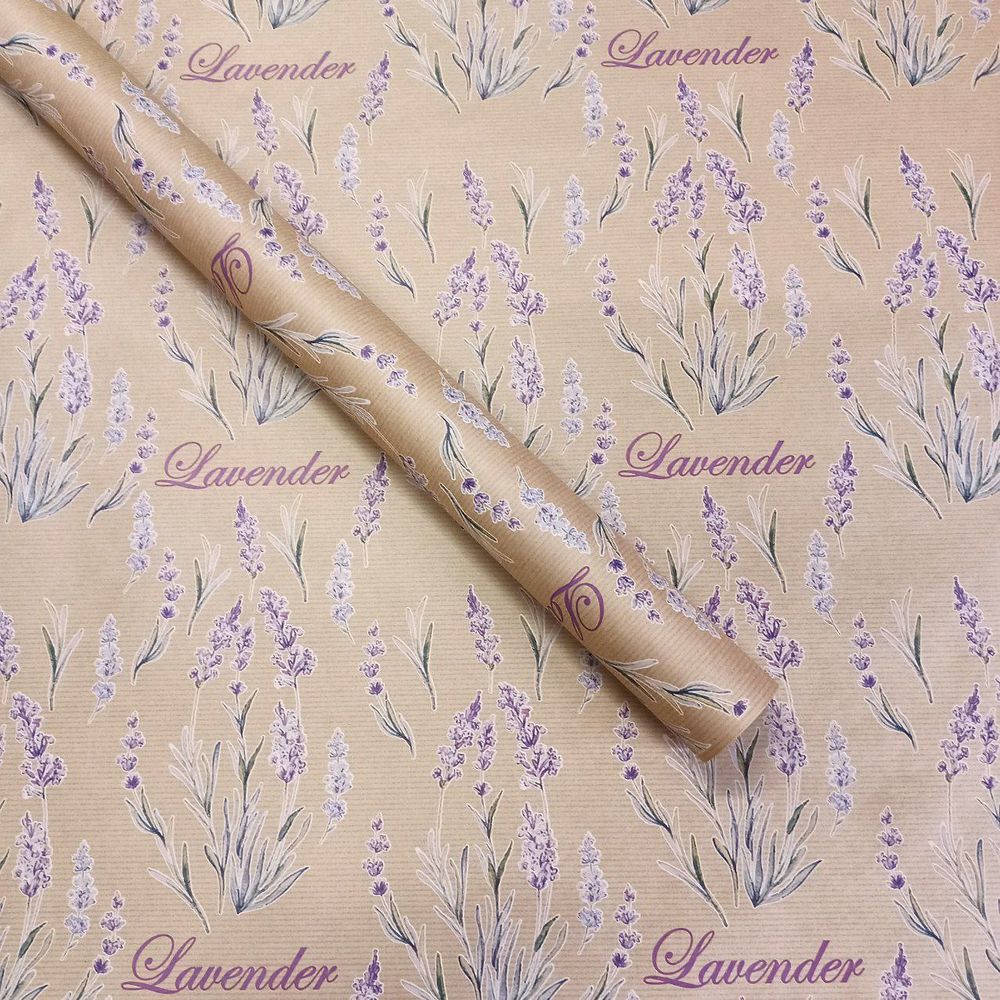 Папір пакувальний крафт "Unison" /Пт-І-27/ двосторонній "Lavender" на крафті, 0,68*8м Unison (Пт-І-27)