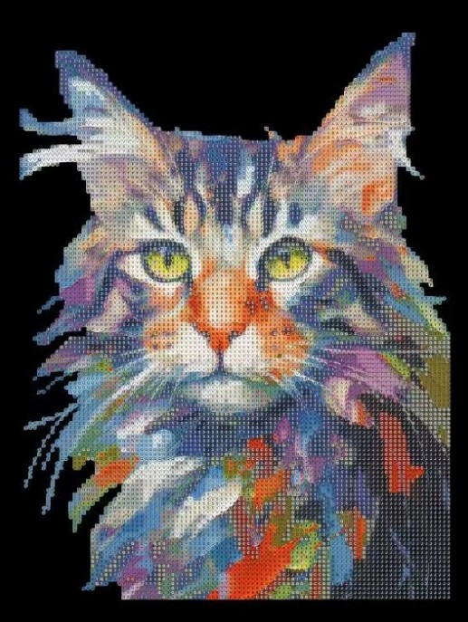 Алмазна мозаїка “Кольоровий кіт” 30х40 см на підрамнику Go to art (177448)