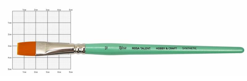 Пензлик синтетика плоска для декору "ROSA TALENT" HOBBY & CRAFT,12, к.р. (1/12)