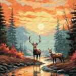 Картина за номерами "Ідейка" /KHO6576/ "Витончені олені" 40*50см