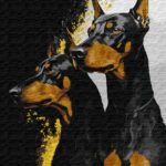 Картина за номерами "Ідейка" /KHO6524/ "Вірні добермани з фарбами металiк extra" 40*50см