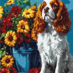 Картина за номерами "Ідейка" /KHO6673/ "Спаніель та квіти" 30*40см