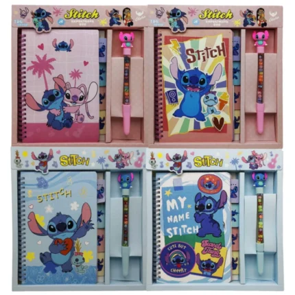 Блокнот 13*19см/80арк. /217-5/ на спіралі+ручка кулькова "Стіч" кольорові аркуші, подарункова коробка