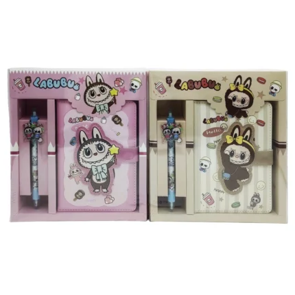 Блокнот 11*15см /22110/ на магніті+ ручка гелева "Labubu Лабубу" кольорові аркуші, подарункова коробка