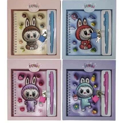 Блокнот 11*15см/48арк. /64638-А/ на замочку + ручка кулькова "Labubu Лабубу"