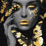 Картина за номерами "Ідейка" /KHO8307/ "Дівчина із золотими метеликами" з фарбами металік extra 40*50см