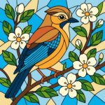 Картина за номерами "Ідейка" /KHO6789/ "Вітраж. Сойка" 30х30см