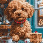 Картина за номерами "Ідейка" /KHO6618/ "Мальтіпу в кав'ярні" 40*50см