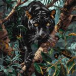 Картина за номерами "Ідейка" /KHO6619/ "Граціозна пантера з фарбами металік" 40*50см