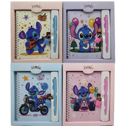 Блокнот 13*18/48арк. /36634-A/ на замочці мет.+руч.кулькова "Стіч" у коробці