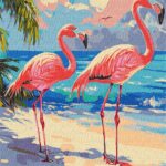 Картина за номерами "Ідейка" /KHO6775/  "Рожеві фламінго" 30*40см