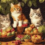 Картина за номерами "Ідейка" /KHO6586/ "Котики і фрукти" 40*50см