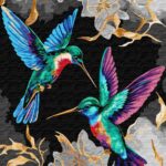 Картина за номерами "Ідейка" /KHO6590/ "Танець колібрі з фарбами металік extra" 40*50см