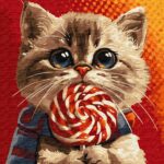 Картина за номерами "Ідейка" /KHO6594/ "Котик із цукеркою" 40*50см