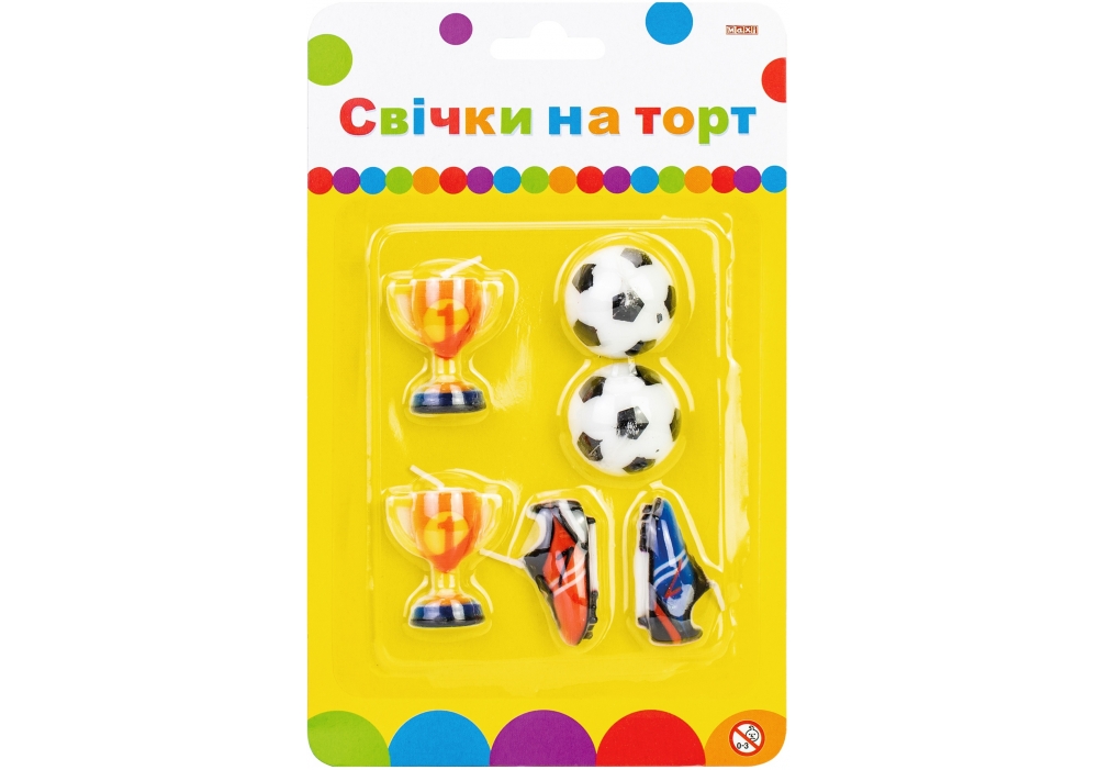 Набір свічки на торт "Maxi" /MX624032/ "Футбол" 6шт (1/24)