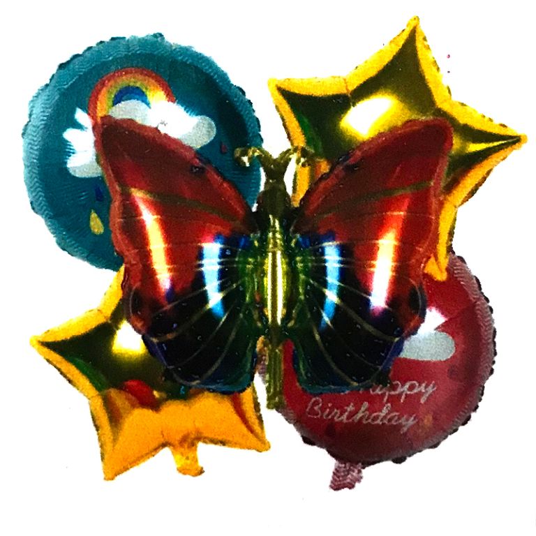 Кулька фольгована GB набір 5 шт/уп, 15'(40 см) Метелик Gemar Baloons (990398)
