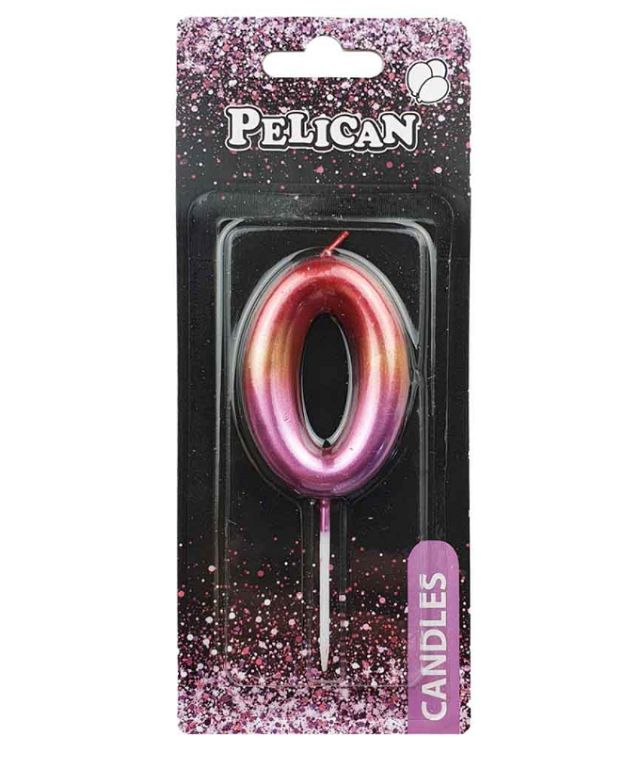 Свічка для торту "Pelican" /866060/ "0" РАЙДУЖНА 6см (1/12)