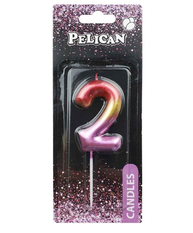 Свічка для торту "Pelican" /866062/ "2" РАЙДУЖНА 6см (1/12)
