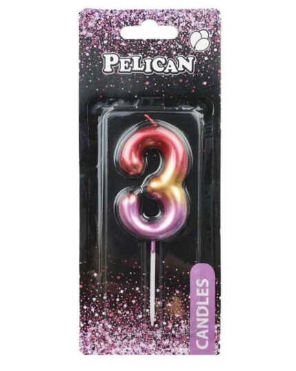 Свічка для торту "Pelican" /866063/ "3" РАЙДУЖНА 6см (1/12)