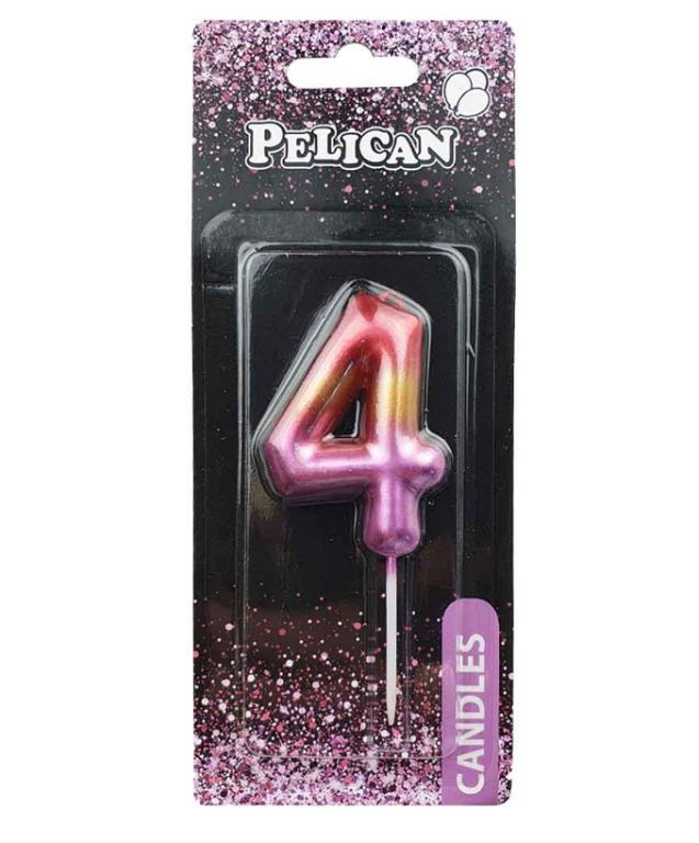Свічка для торту "Pelican" /866064/ "4" РАЙДУЖНА 6см (1/12)