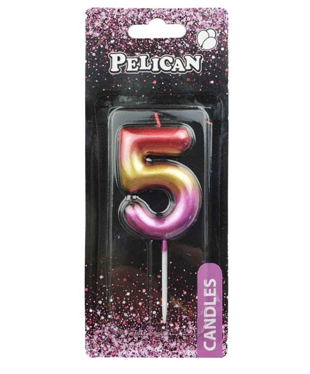 Свічка для торту "Pelican" /866065/ "5" РАЙДУЖНА 6см (1/12)