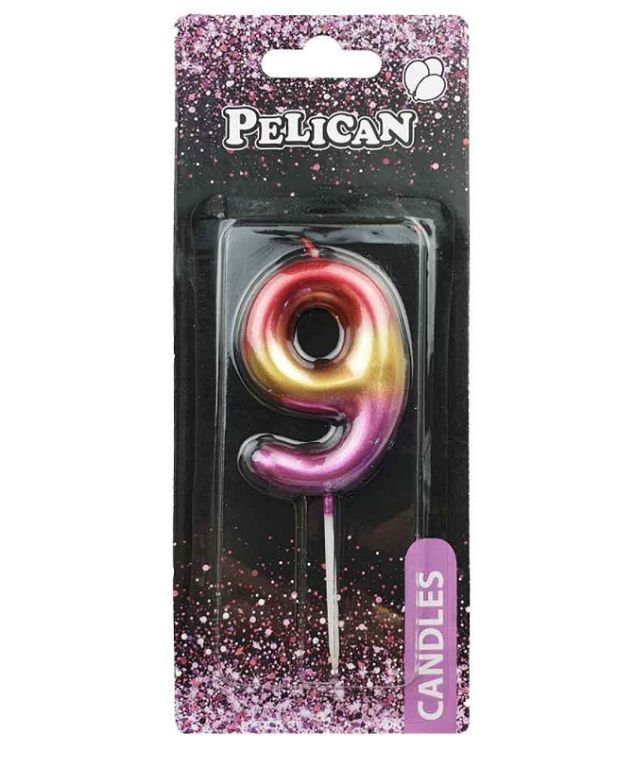 Свічка для торту "Pelican" /866069/ "9" РАЙДУЖНА 6см (1/12)