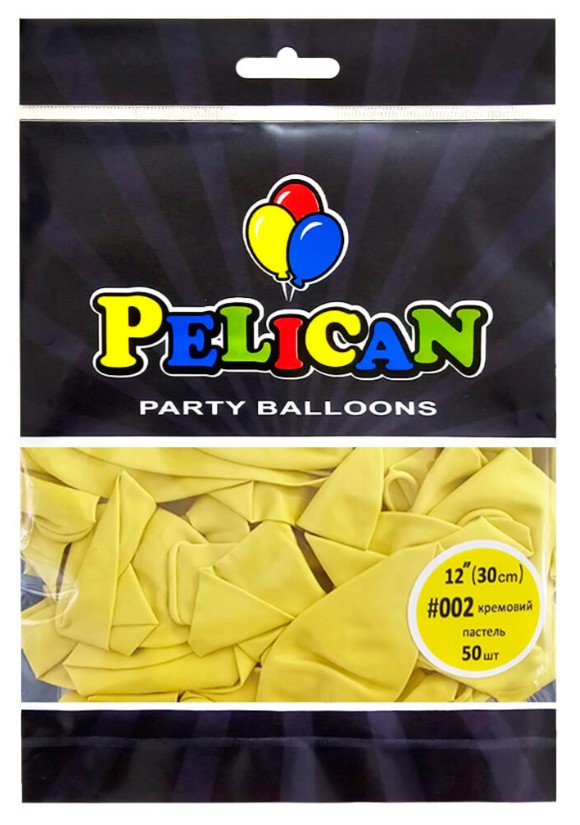 Кульки повітряні Pelican латексні 12(30cm) пастель кремовий 50шт/уп Pelican (812002)