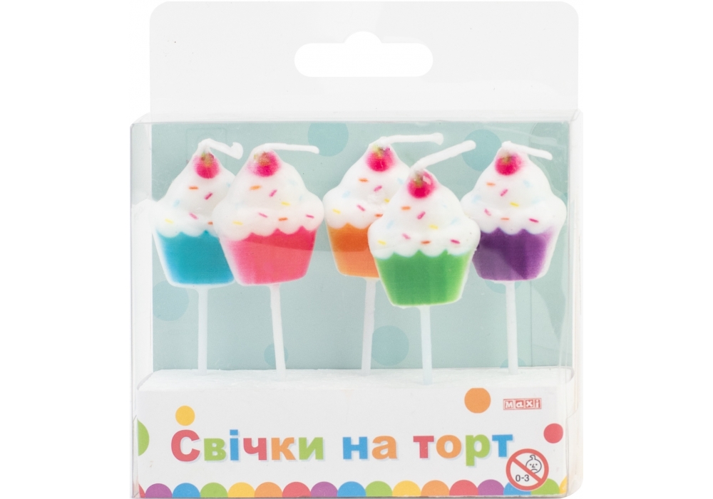 Набір свічок для торту "Maxi" /MX629066/ "Sweet Cakes" 5 шт (1/24)