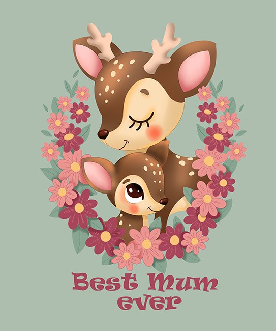 Алмазна мозаїка “Best mum ever. Олені” 21х25 см Go to art (177219) на картоні 5D