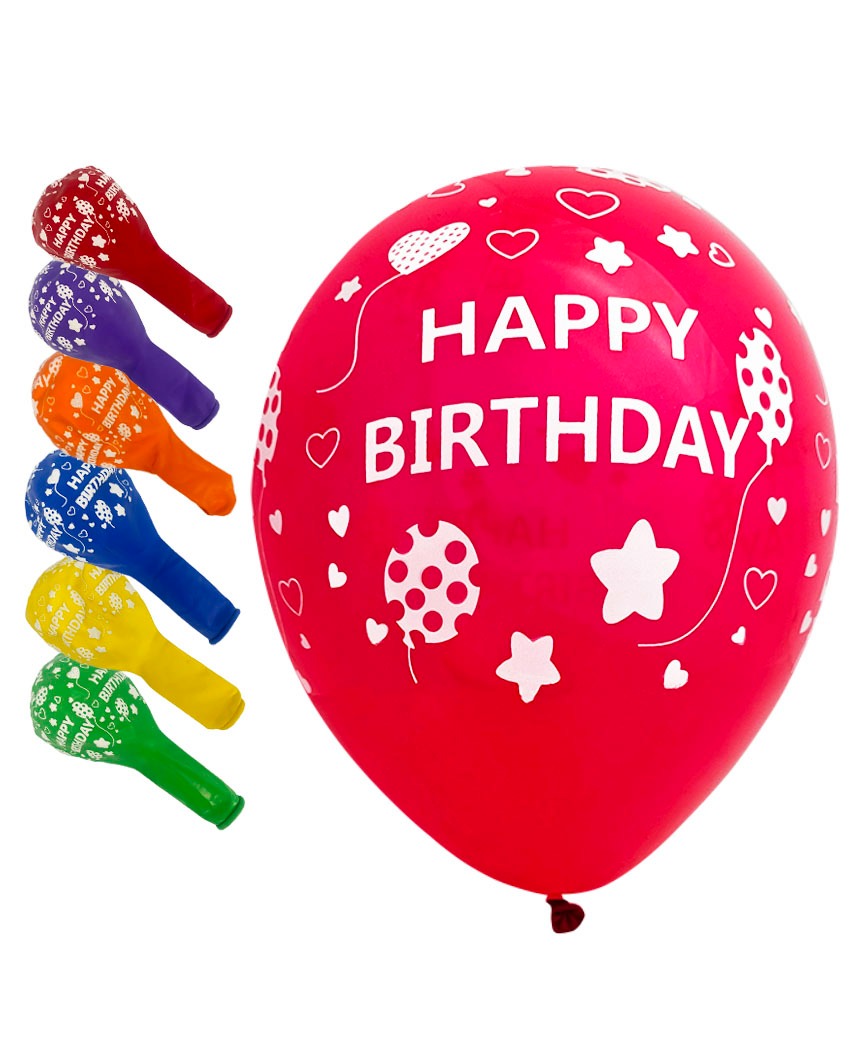 Кульки повітряні Pelican латексні 12(30сm) Happy Birthday. Серця 5-стор 50шт Pelican (824019)
