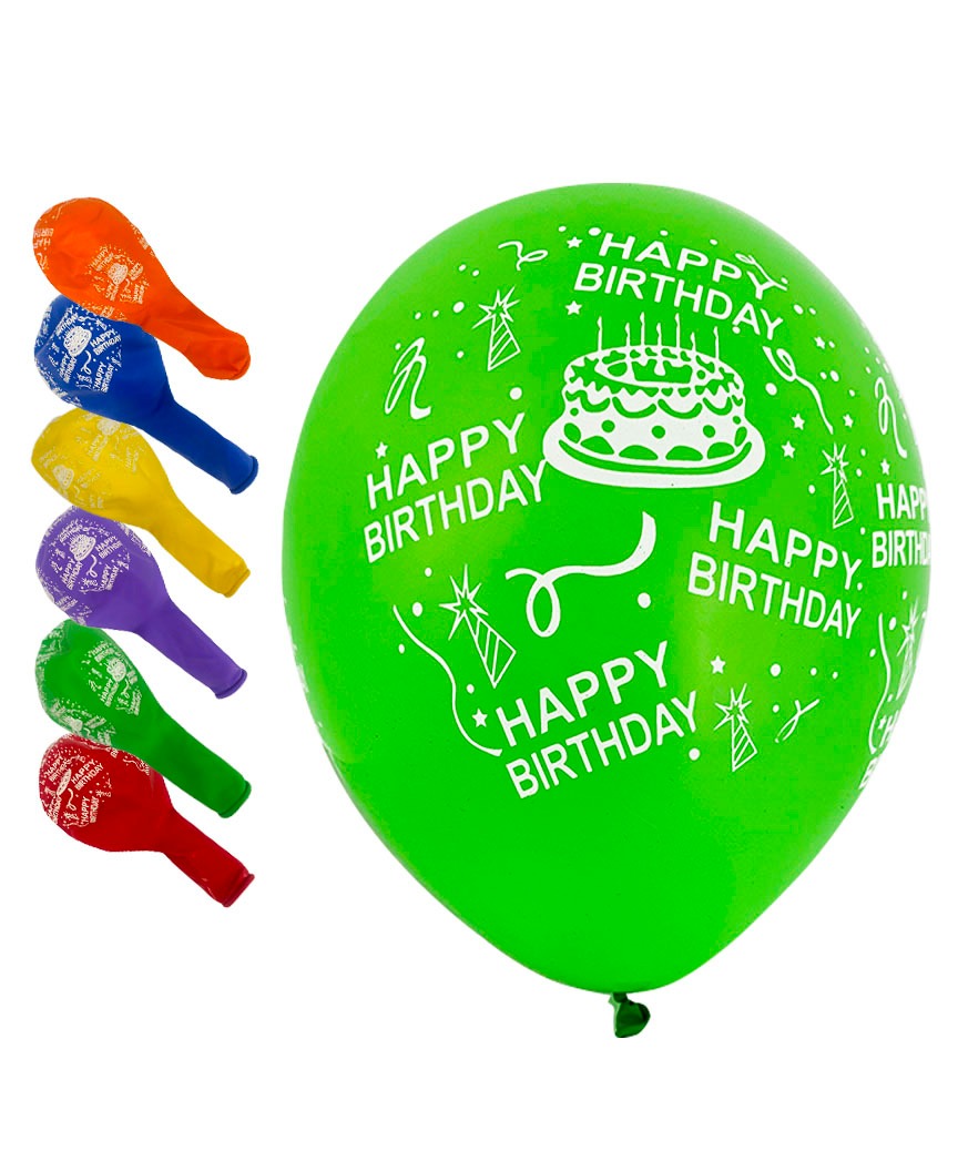 Кульки повітряні Pelican латексні 12(30сm) Happy Birthday. Тортик 5-стор 50шт Pelican (824024)