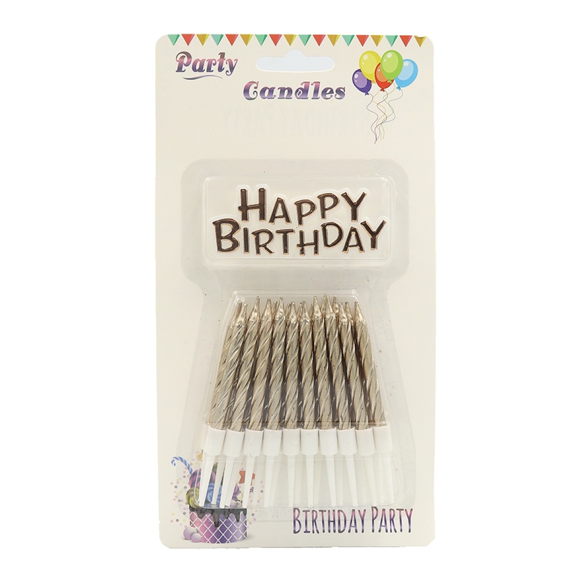Набір свічок для торту "JO" /DSCN9351/ "Happy birthday" 10шт., блістер (1/12)