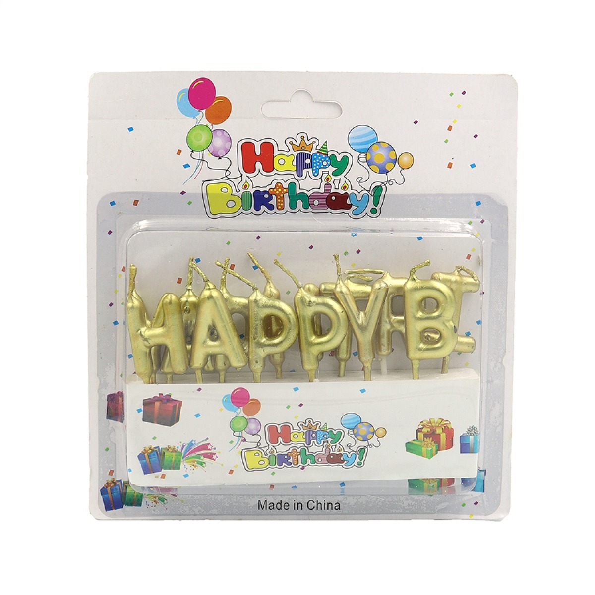 Набір свічок для торту "JO" /DSCN9368/ свічка-буква "Happy birthday", блістер (1/24)