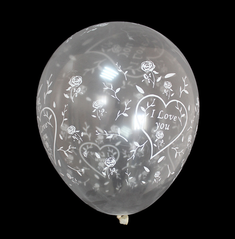 Кульки повітряні GB 12'(30см),прозорі I Love You, білі, 100шт 100) Gemar Baloons (991934)